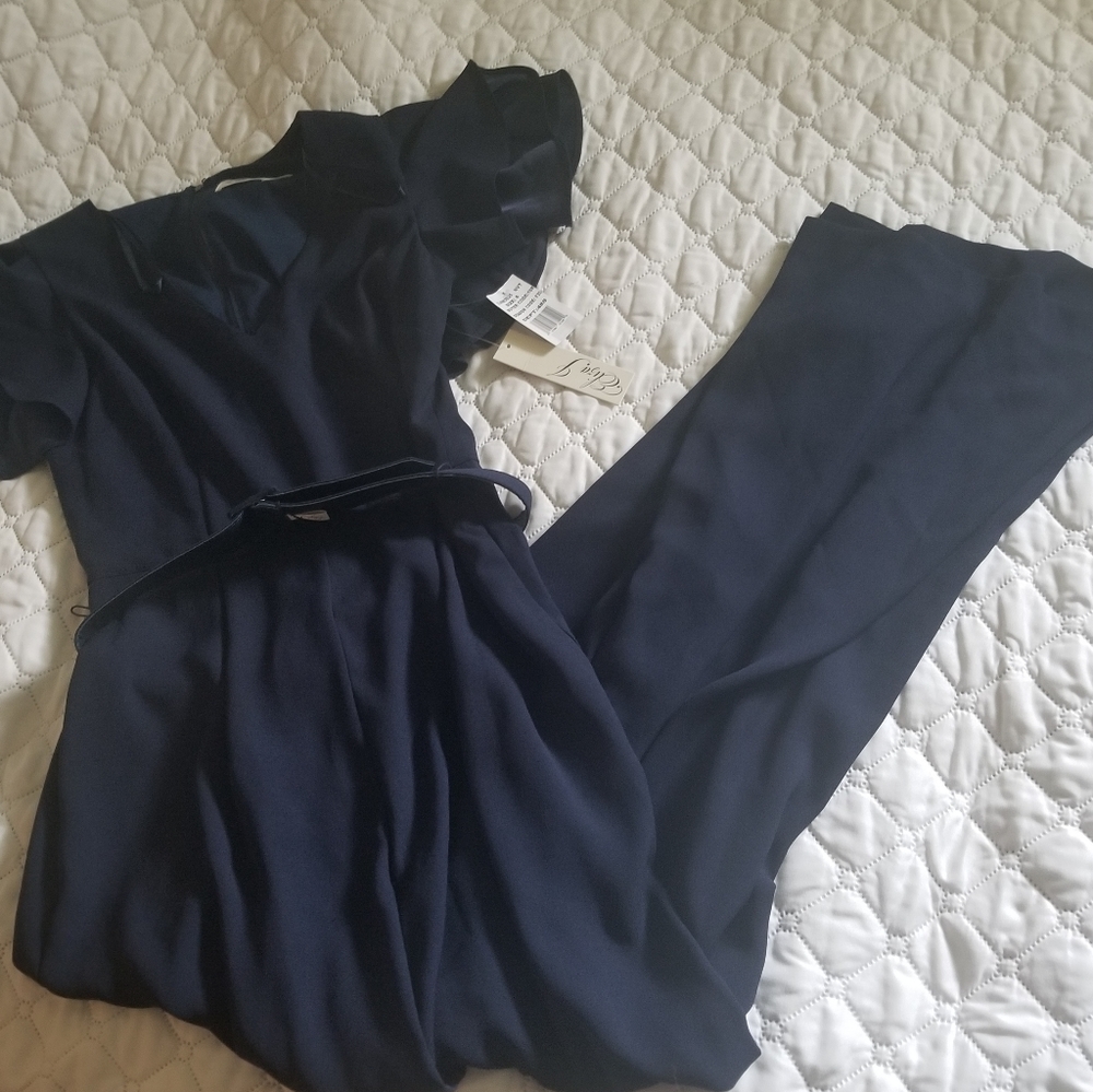 Eliza J Flutter Sleeve Belted Jumpsuit - Picture 2 of 4
